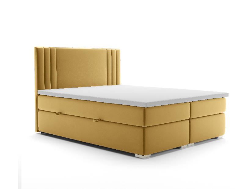 Manželská posteľ Boxspring 140 cm Morcano (žltá) (s úložným priestorom)