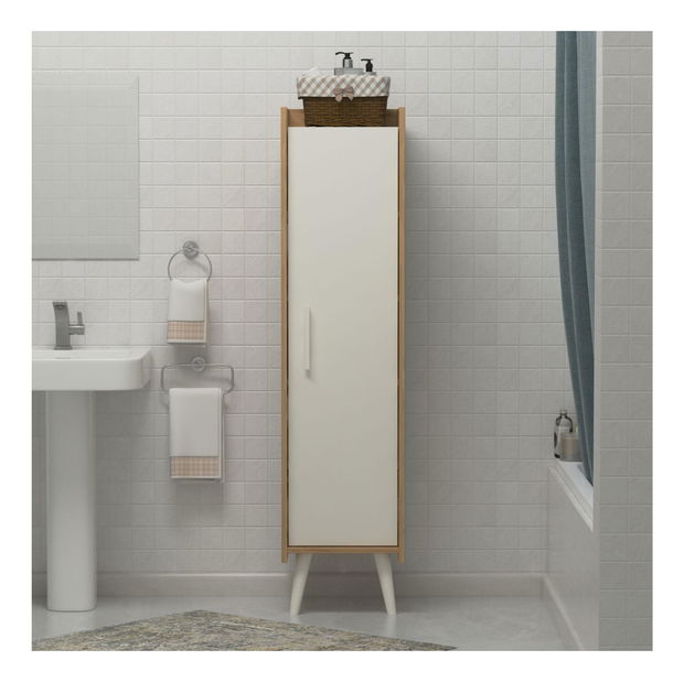 Kúpelňová skrinka Lipoma 2 (biela + dub) 