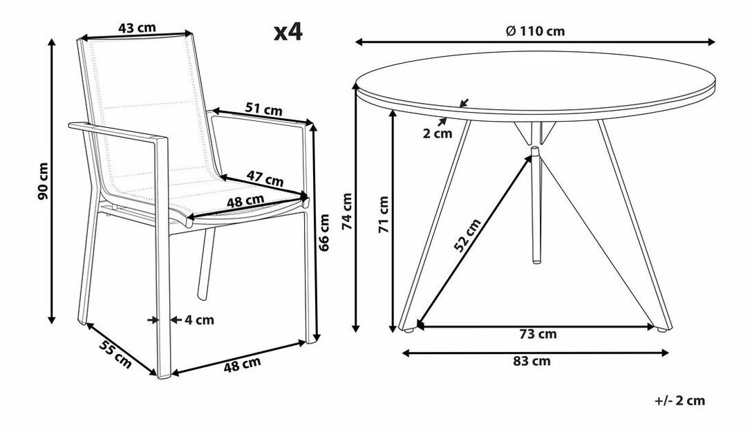 Set mobilier de grădină Olmza (Negru + gri)