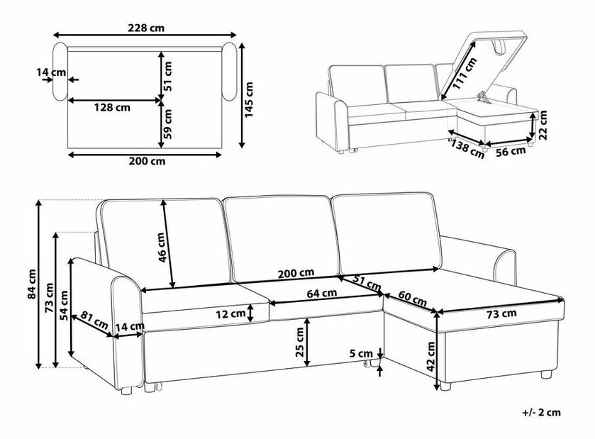Rohová sedačka Narpes (hnedá) (s úl. priestorom) (P) *výpredaj
