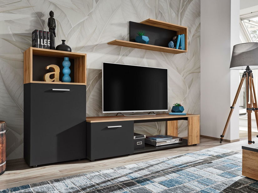 Set za dnevni boravak Mantes ZWT1 (crna mat + hrast wotan)