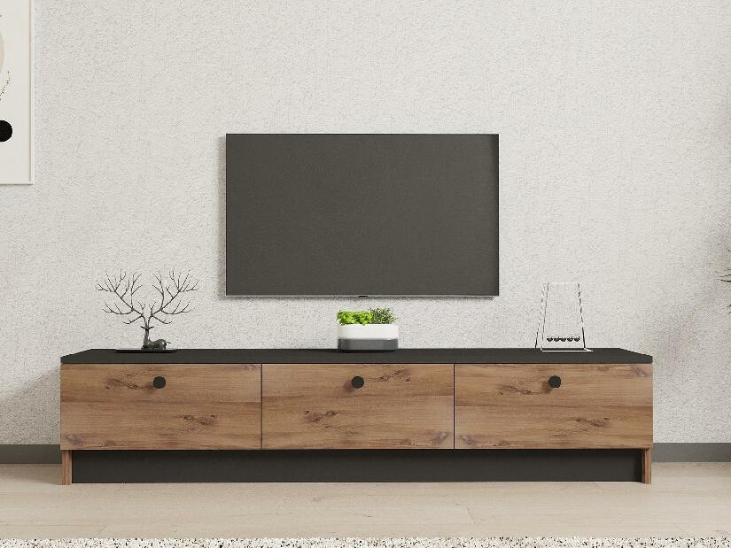 Masă TV/Dulap Vusato (negru + stejar zafir) 