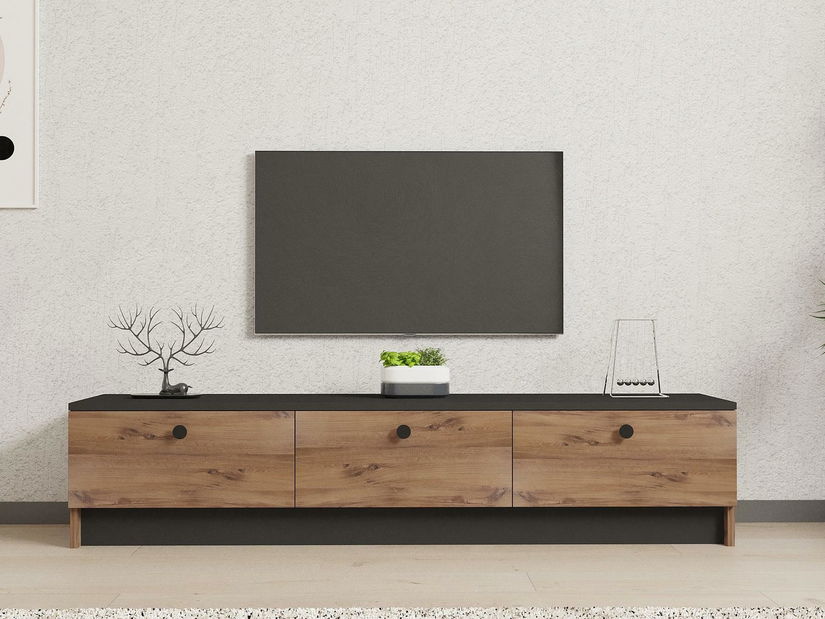 TV stolík/skrinka Vusato (čierna + dub zafírový) 