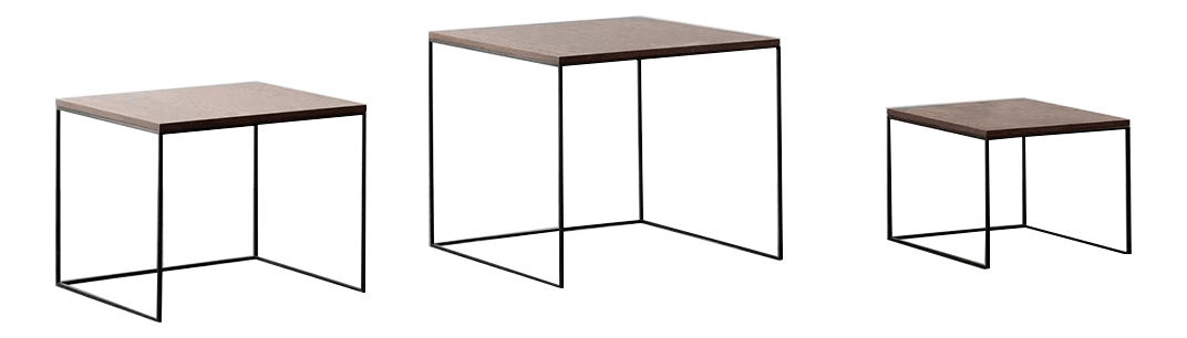 Set 3 ks konferenčné stolíky Lyonsi (orech + čierna)