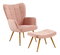 Kreslo s podnožkou Halago (ružová + dub) 