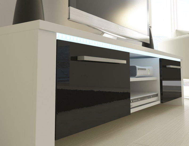 Masă TV/Dulap Freddy (alb + Negru lucios)