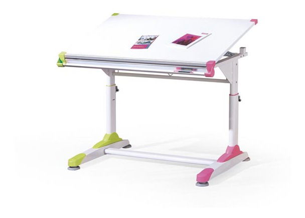 Gyerek íróasztal Carma (fehér + rózsaszín + zöld)
