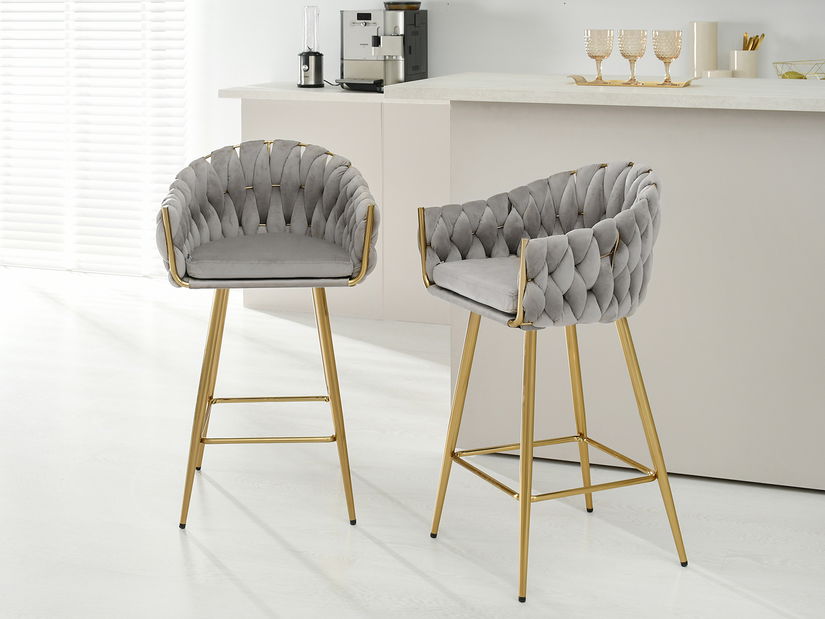 Barová stolička Proenia (sivá + zlatá)