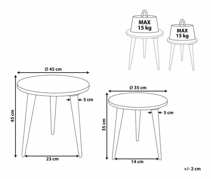 Set 2 ks konferenčných stolíkov Umeko (svetlé drevo) 