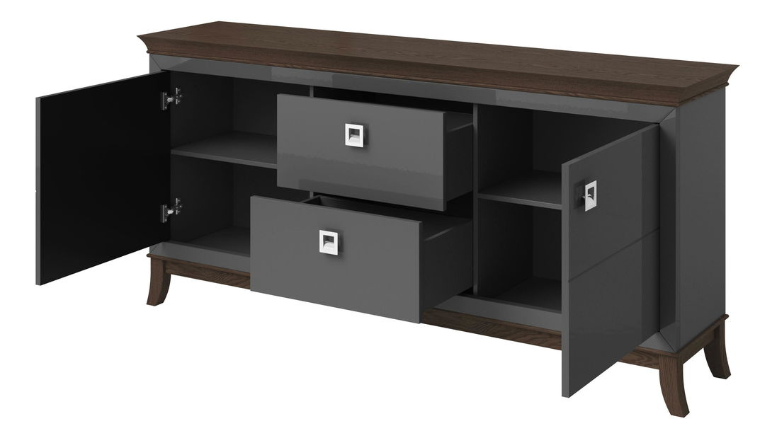 Comodă Tyrion Typ 26 (antracit lucios + ciocolățiu)