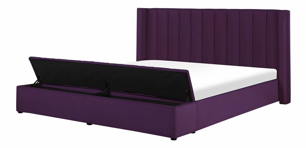 Manželská posteľ 180 cm NAIROBI (fialová) (s roštom a úl. priestorom)