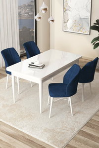 Set dining Arpo (alb + bleumarin) (pentru 4 persoane)