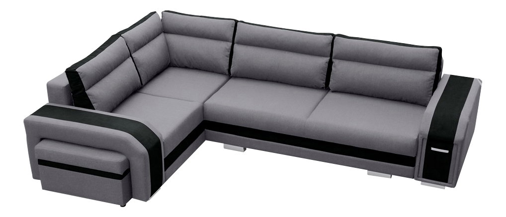 Kutna garnitura Asperata (svjetlosiva + crna) (L) 