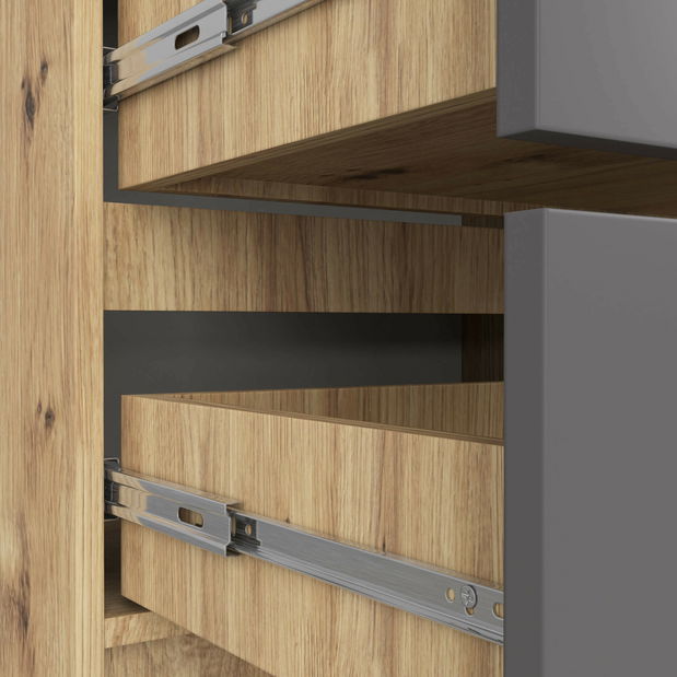 Comodă Kneset (stejar artisan + grafit)