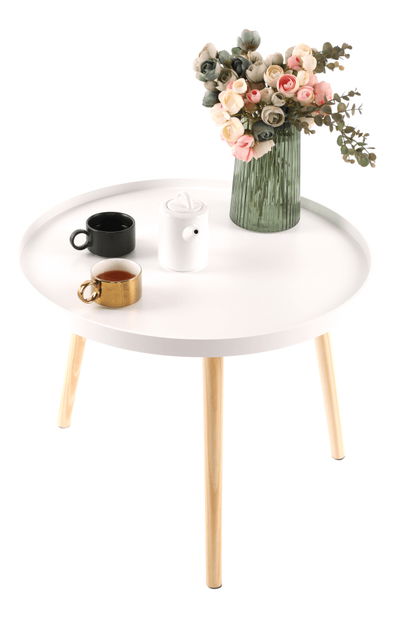 Măsuță de cafea Sansay (alb + natural)