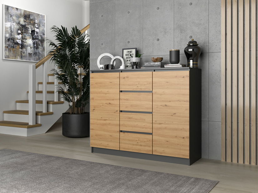 Comodă Musecalo 8 (antracit + stejar artisan)