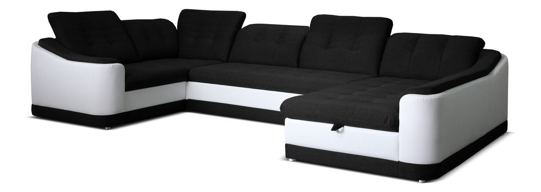 Rohová sedačka U Bray U 1A2L (čierna + biela) (P)