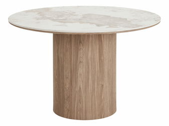 Masă de sufragerie Alomeria 3 (alb + maro)