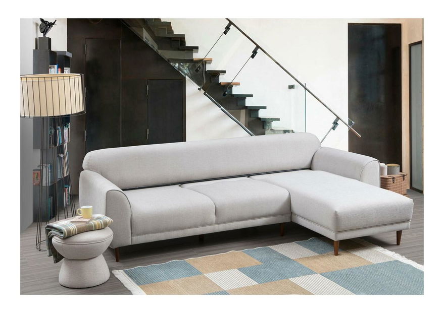 Rohová sedačka Imagetta (P) (béžová + orech)