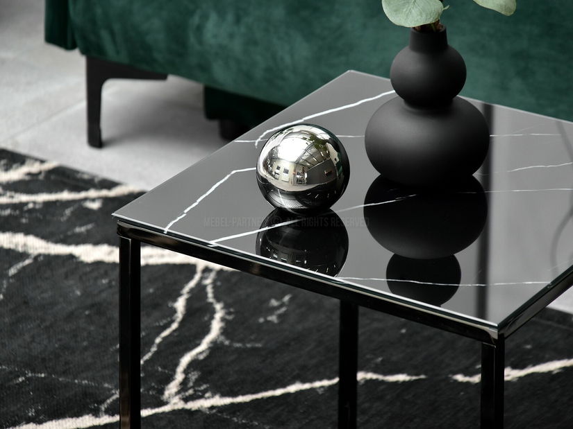 Stolić za kavu Bella S (crni mramor + crna)