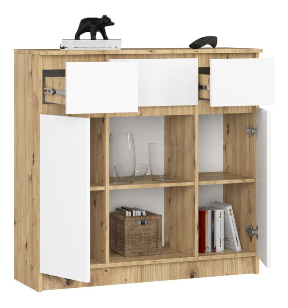 Comodă Kalista VII (Stejar artisan + Alb)