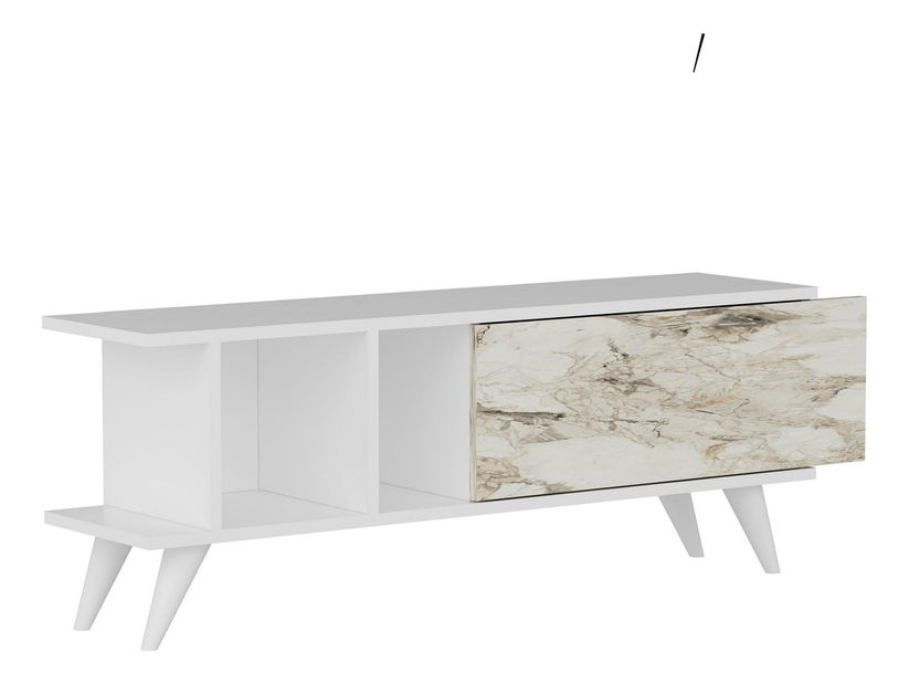 TV stolić/ormarić Tavuki (bijela + mramor)