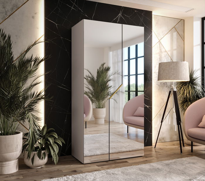 Dulap de haine Alaris 3 100 (cașmir + auriu) (cu oglindă)