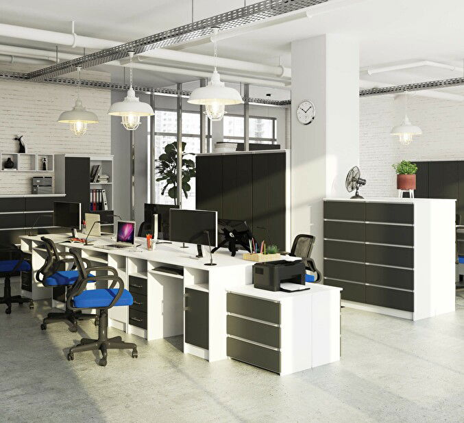 PC asztal Asegura (fehér + grafit)