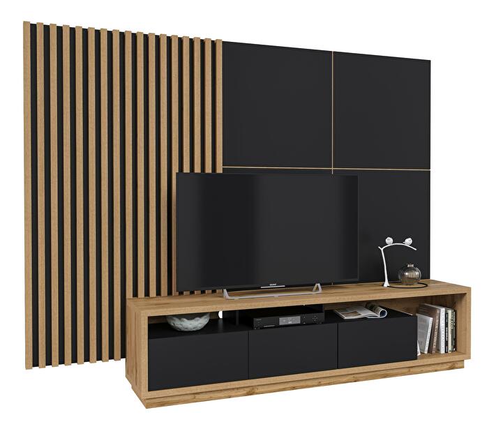 Mobilier living Celcey Typ 10 (Stejar wotan + Negru)