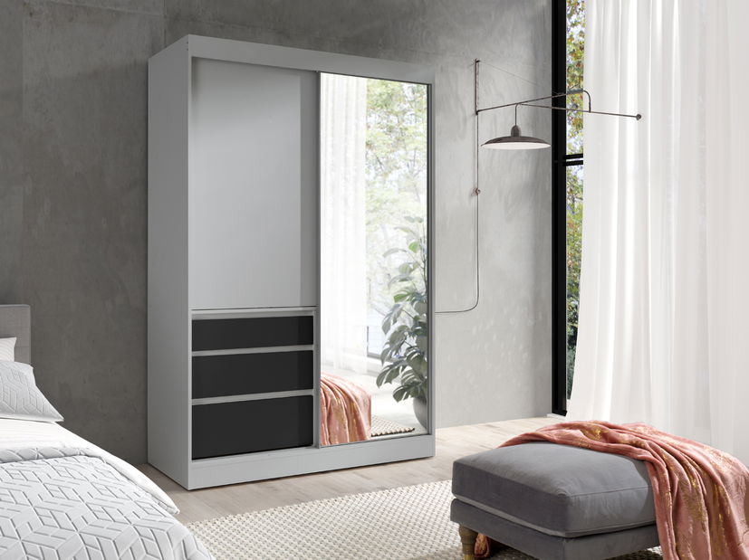 Ruhásszekrény Hanila 140 (szürke + fekete)