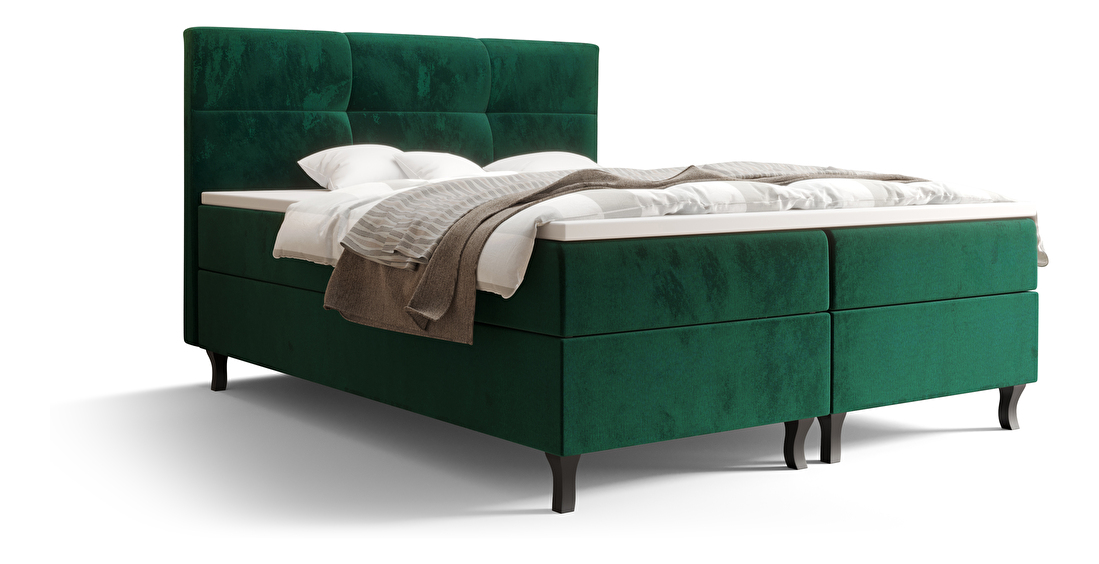 Manželská posteľ Boxspring 140 cm Lumba (olivová) (s matracom a úložným priestorom)