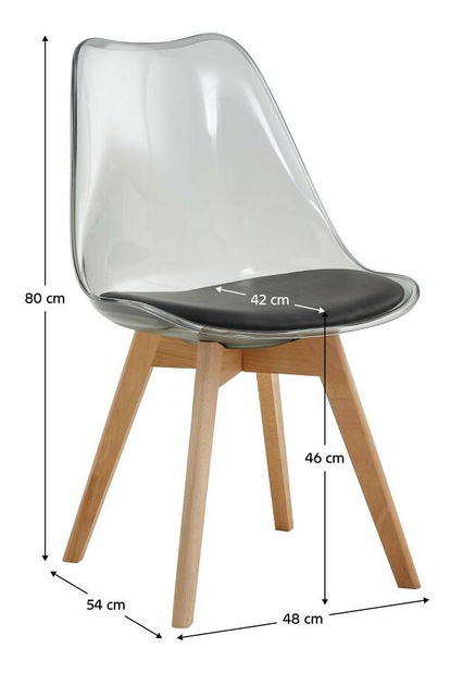 Scaun sufragerie Bralla 2 (transparent + fag + negru) 