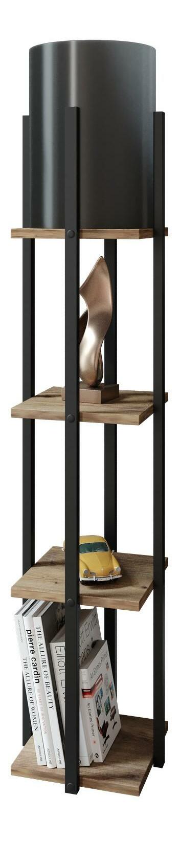 Stojanová lampa s policami Narakotta 1 (prírodná + čierna)