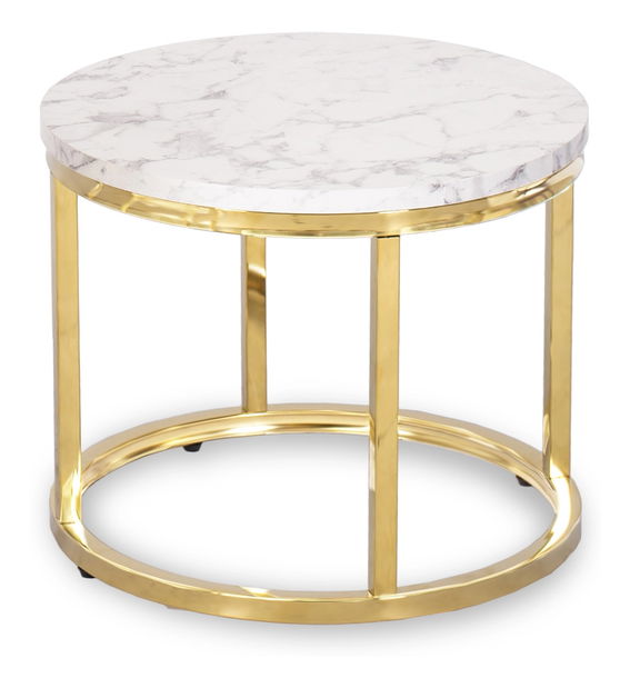 Set stolića za kavu (2 kom.) Oponia (mramor + zlatna) 