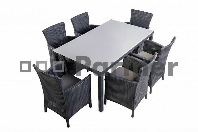 Záhradný nábytok Laura II. 1+6 antracit (Umelý ratan)