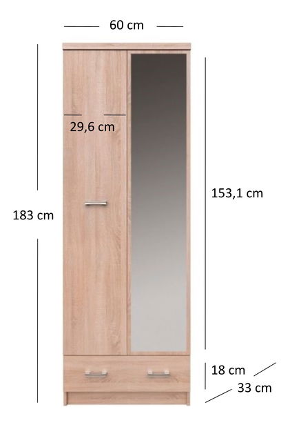 Ormar za garderobu Tianna (hrast sonoma)