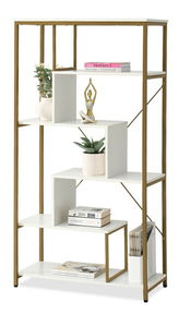 Regál Harp B (biele drevo + zlatá)