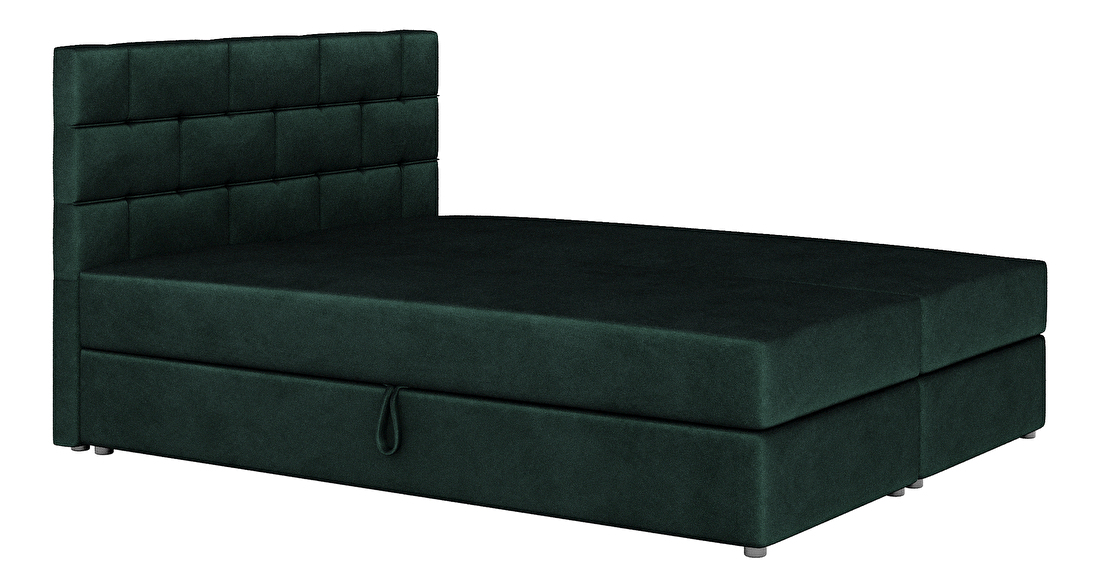 Manželská posteľ Boxspring 140x200 cm Waller Comfort (tmavozelená) (s roštom a matracom)