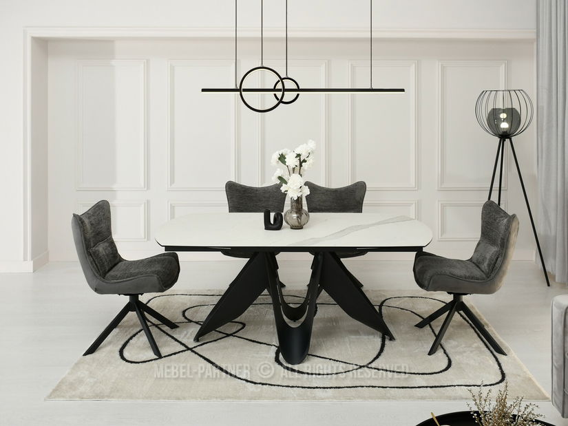 Jedálenský stôl Persi (biely mramor + čierna)
