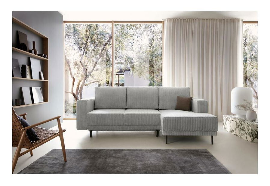 Kutna garnitura Rodriguez mini (D) (svijetlosiva + crna)