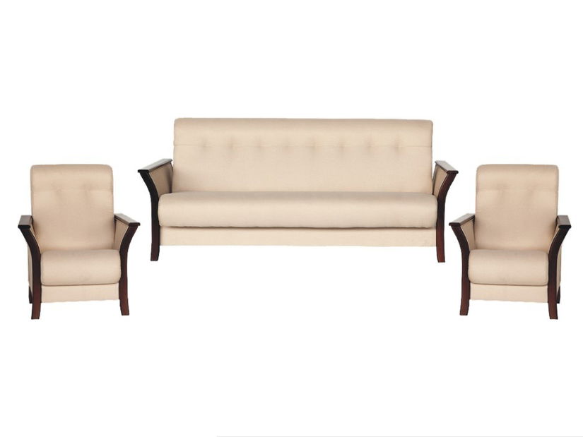 Sedacia súprava Tomas 3W+1+1 svetlá béžová + orech tmavý