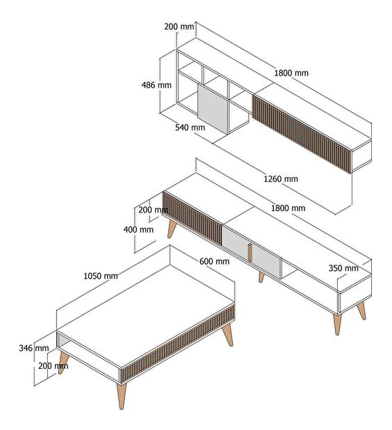 Set mobilier living Milonella (Nuc + antracit)