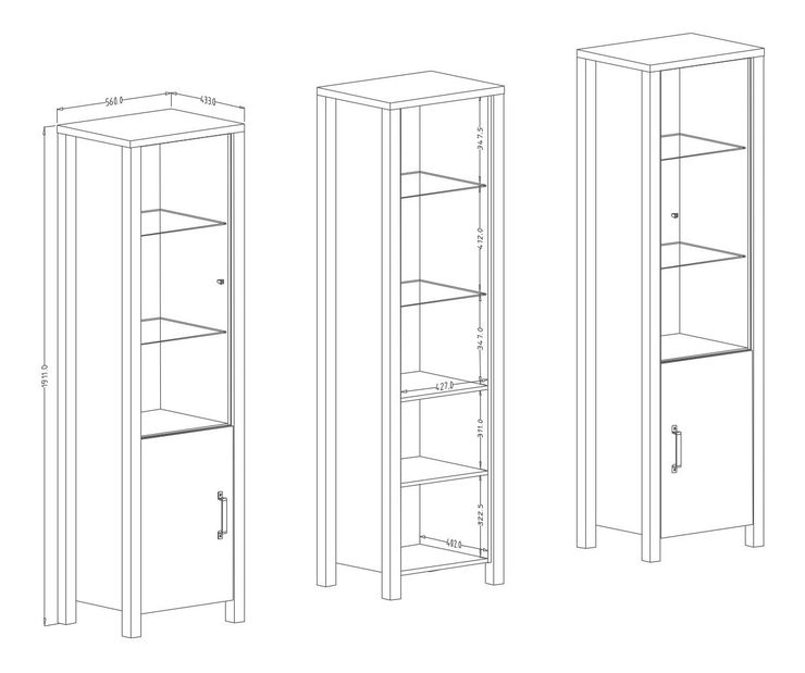Vitrina Oralee Typ 05 (smreka + crna mat)