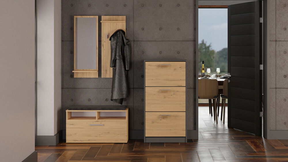 Botník (skrinka na topánky) Permanente 1 (antracit + dub artisan)