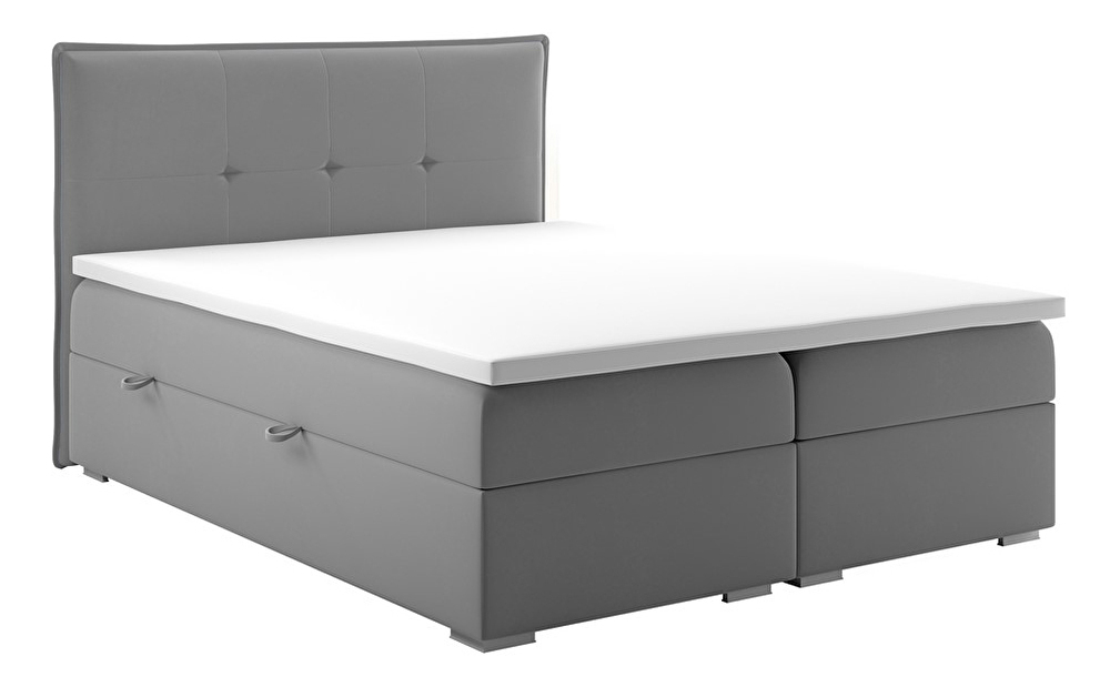 Manželská posteľ Boxspring 180 cm Carla (sivá)(s úložným priestorom)