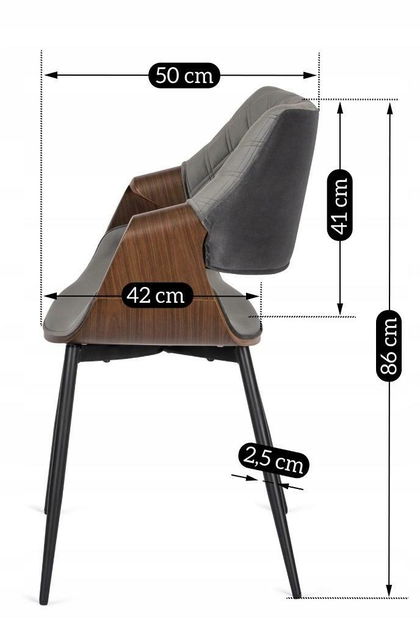 Blagovaonska stolica Despejadas (siva + orah) 