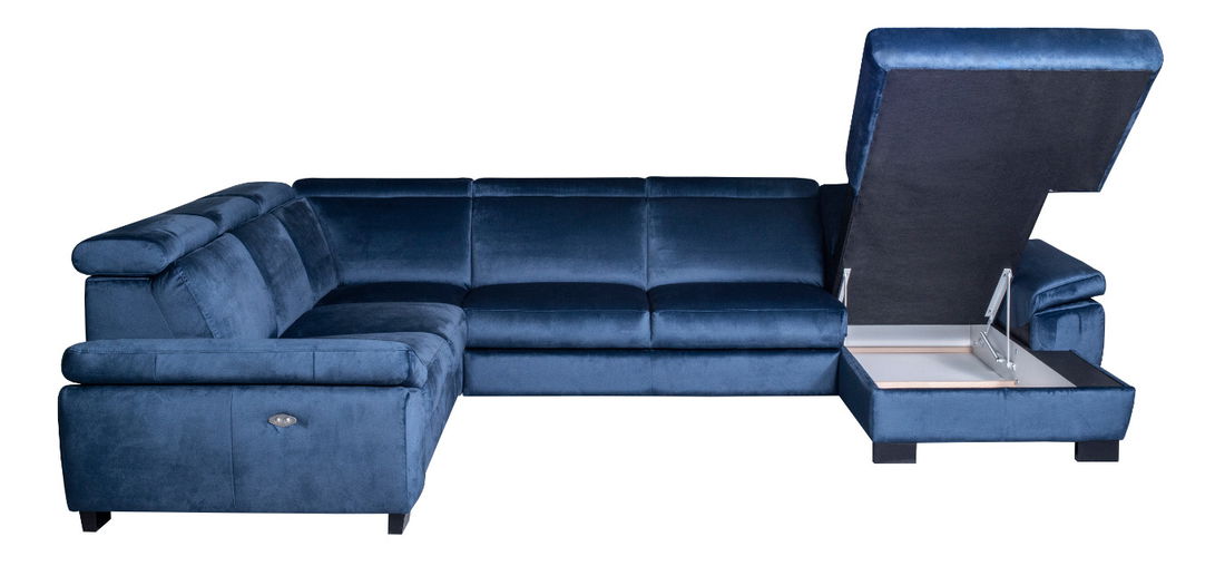 Rohová sedačka v tvare U BRW Timo (tmavomodrá) (L)