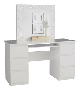 Toaletni stolić Micras 3 (bijela mat) (s ogledalom) (s LED rasvjetom)