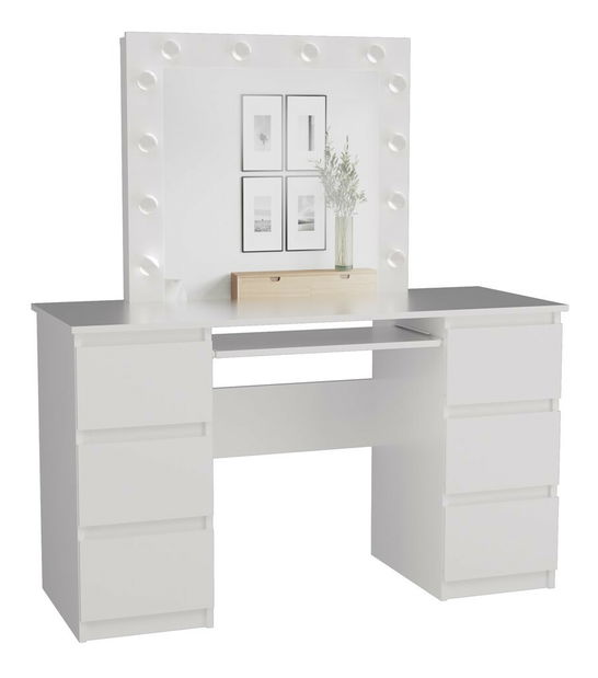 Măsuță de toaletă Micras 3 (alb mat) (cu oglindă) (cu iluminat LED)