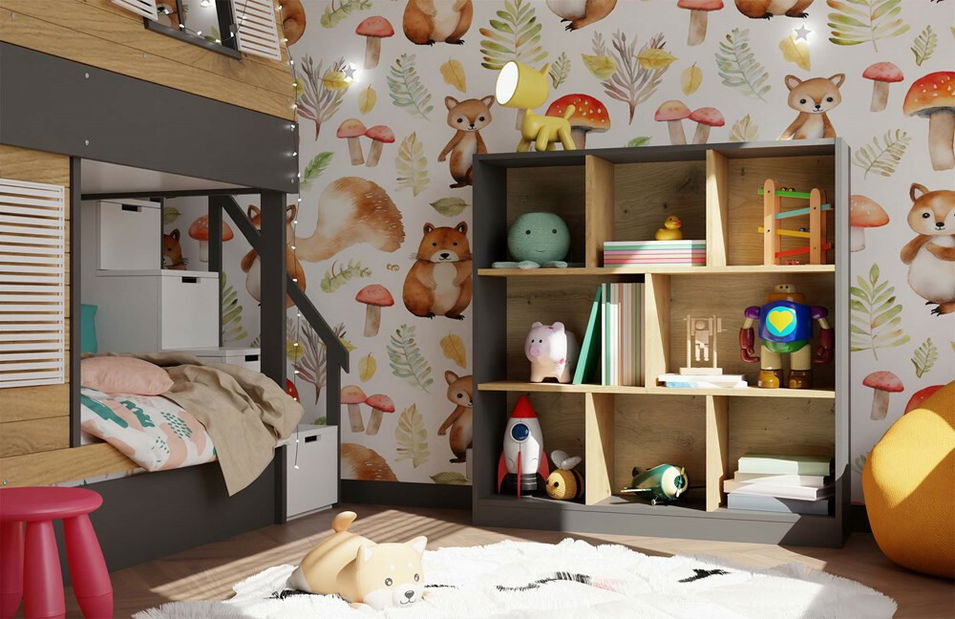 Regál Fragil 2 (antracit + artisan tölgy)